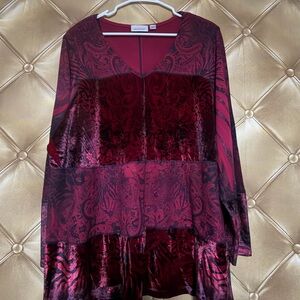 Avenue Deep Red Velvet Top